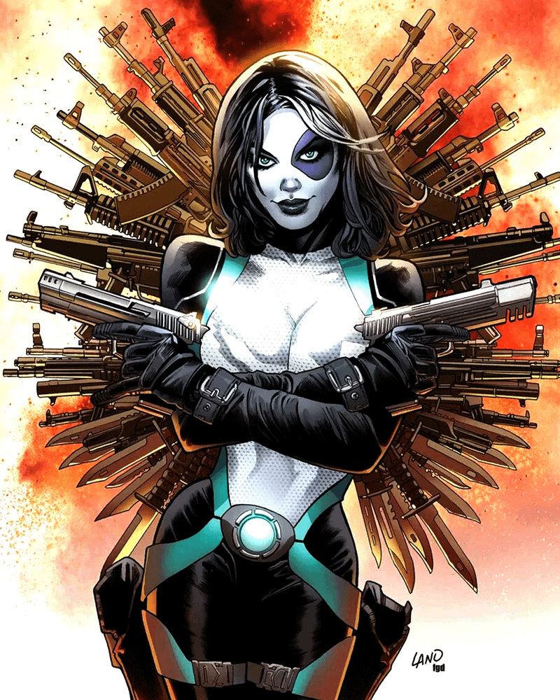 Domino from Marvel Comics.