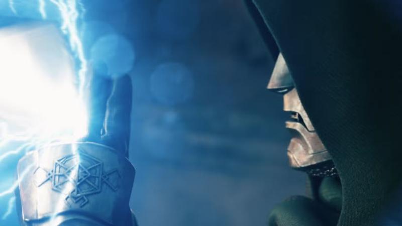 Doctor Doom stopping Stormbreaker in Avengers: Doomsday.