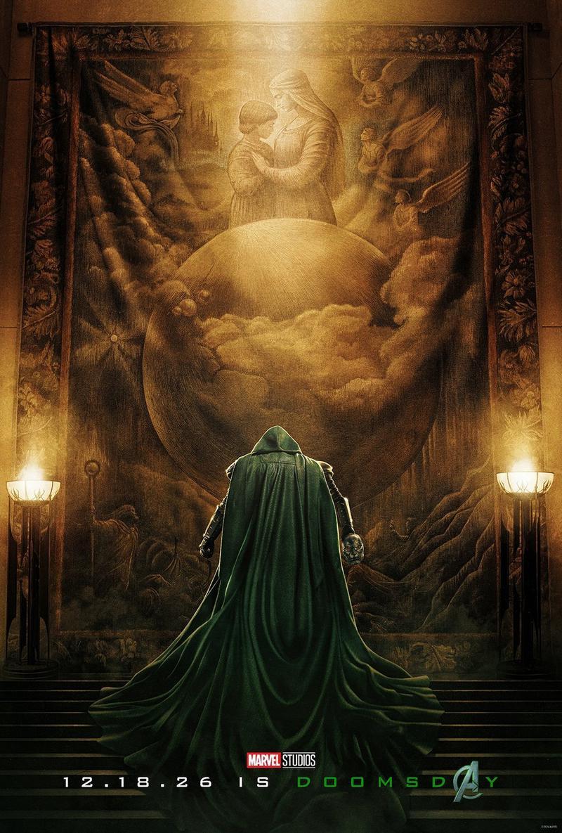 Doctor Doom stands infront of giant mural.