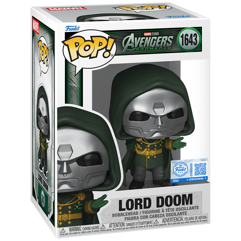 Avengers Doomsday, Lord Doom Funko figure in box.