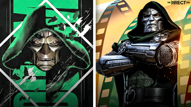 Robert Downey Jr Doctor Doom suit with mask artwork.