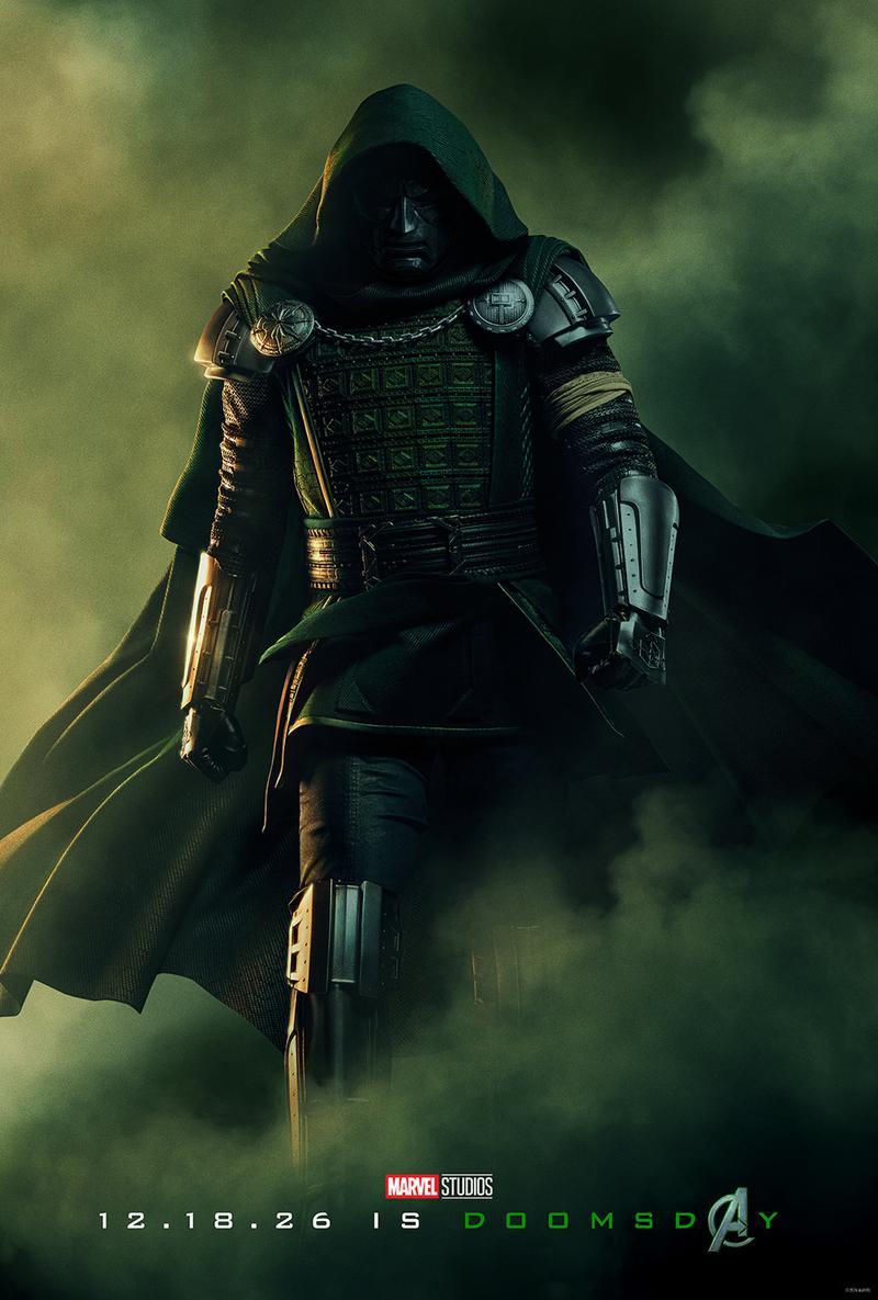 Doctor Doom in hooded cloak with green smoak surrounding him.