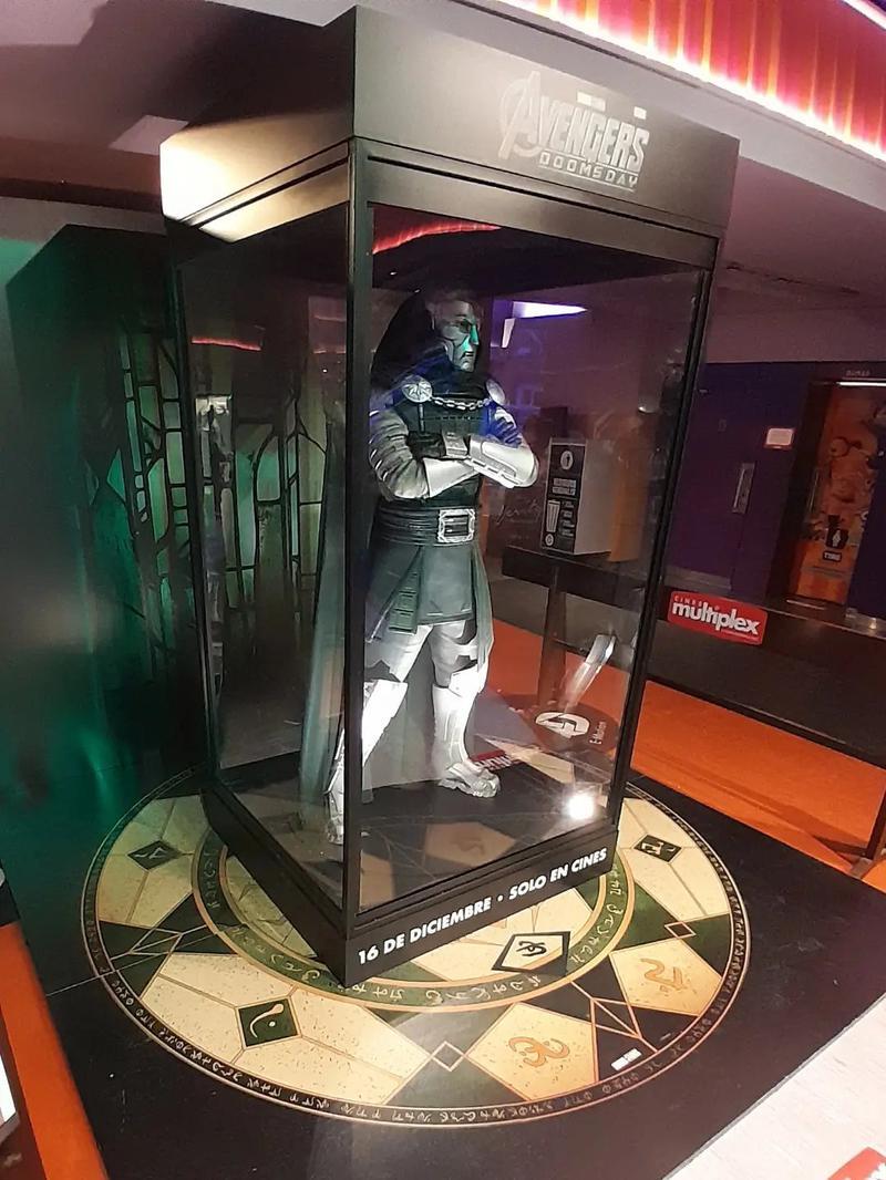 Doctor Doom costume display from 'Avengers: Doomsday.'