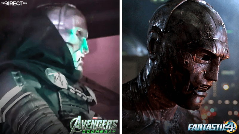Doctor Doom statue next to Julian McMahon as Doctor Doom in 'Fantastic Four.'