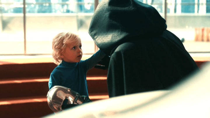 Franklin Richards and Doctor Doom in The Fantastic Four: First Steps.