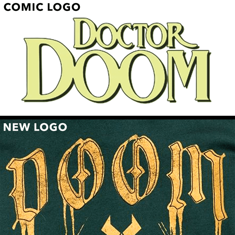 Doctor Doom Merch, New Logo vs Comics