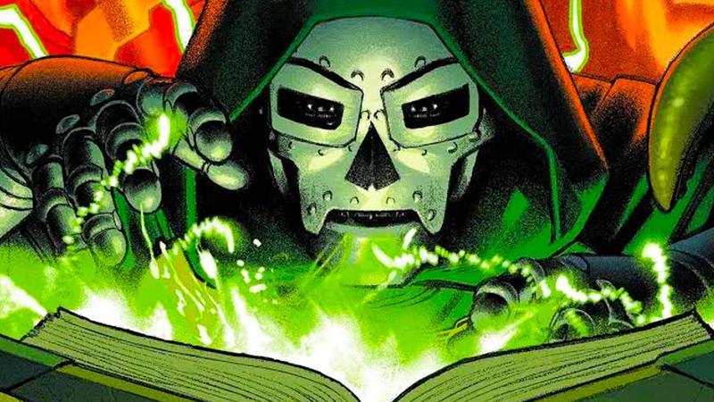 Doctor Doom doing magic and reading book.