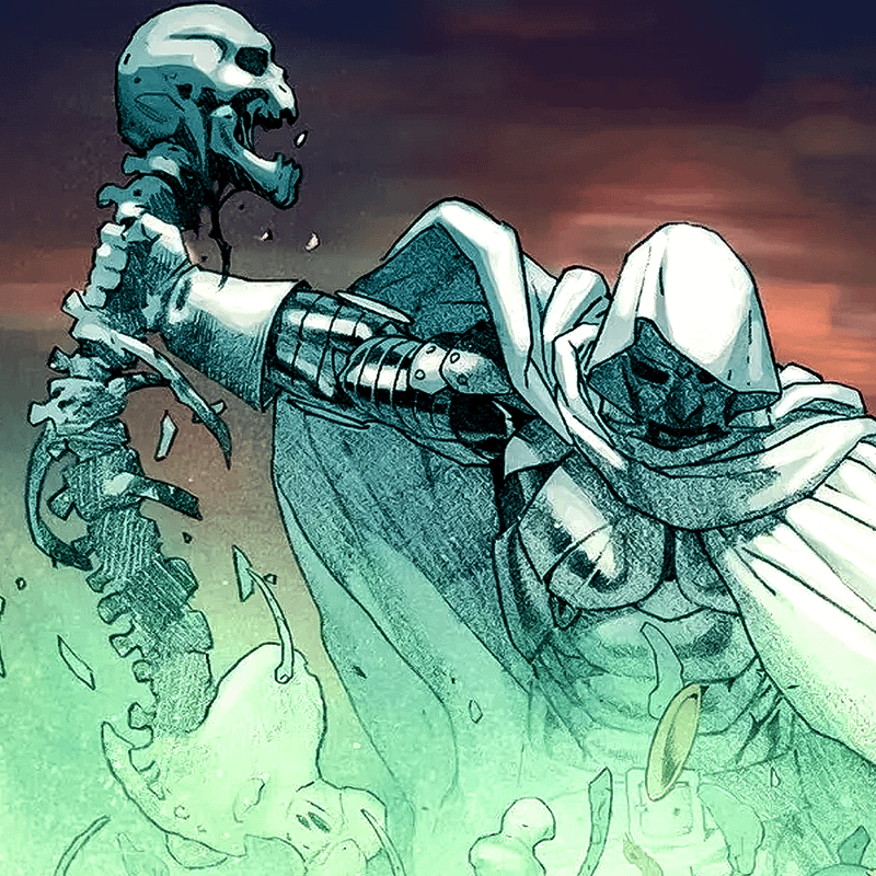 Doctor Doom tears Thanos' spine from his body.