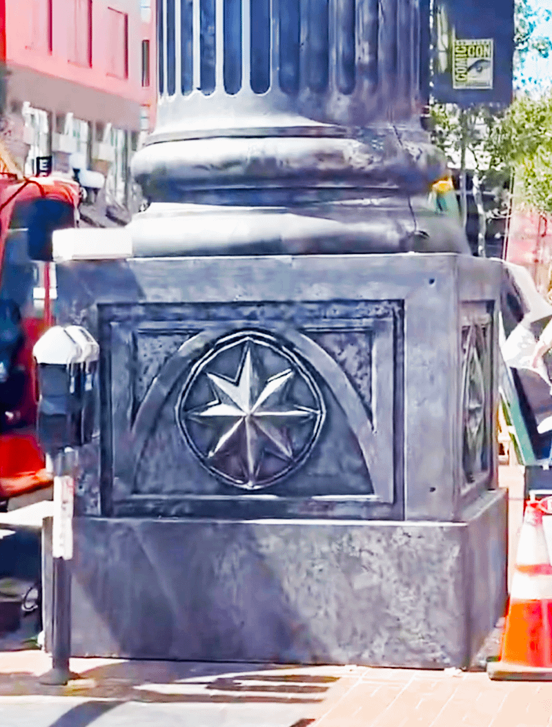 Captain Marvel logo in Doctor Doom's display.