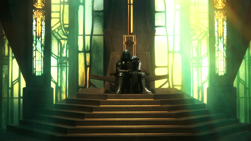 Doctor Doom on his thrown.