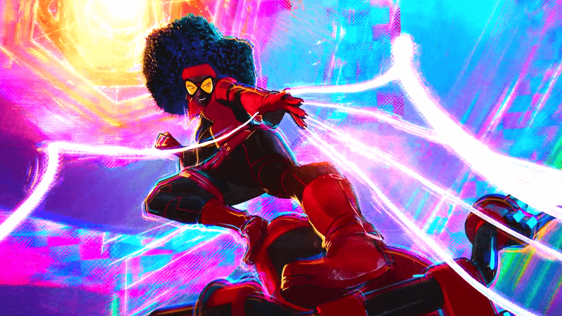 Jessica Drew webbing in Spider-Man: Across the Spider-Verse.