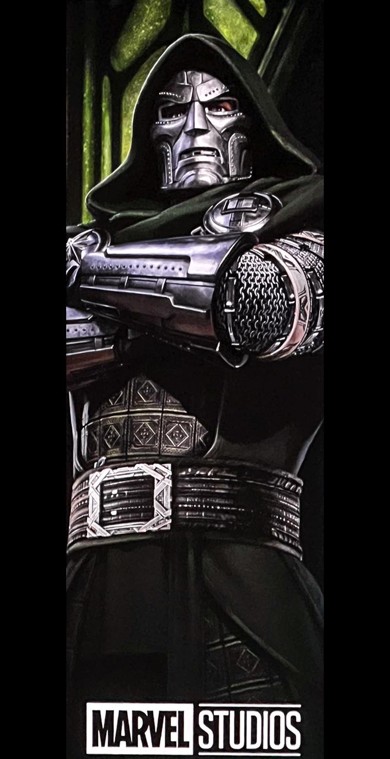 Robert Downey Jr Doctor Doom costume in Avengers Doomsday from CinemaCon.