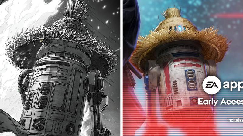 R5-D56 in Star Wars Visions vs Galaxy of Heroes.
