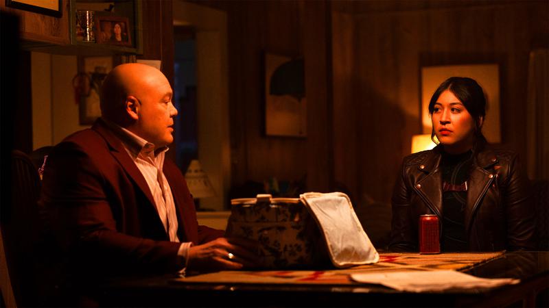 Vincent D'Onofrio as Wilson Fisk, Alaqua Cox as Maya Lopez in 'Echo.'