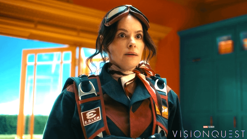 EDITH wearing a parachute in VisionQuest.