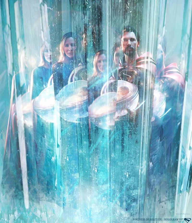 Superman 2025, Jor-El and Lara concept art, image in crystals.