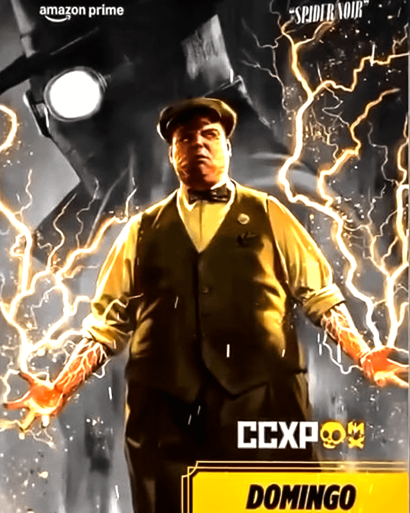 Electro from Spider-Noir poster on CCXP badge