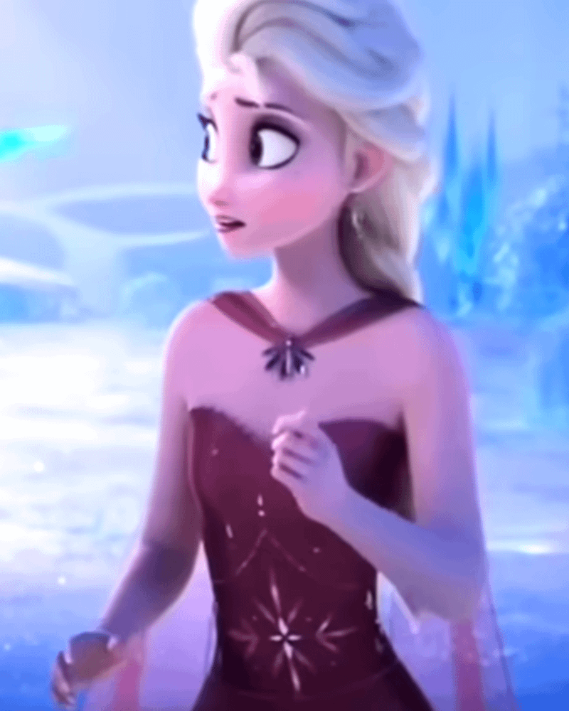 Elsa with her hair braided in Frozen 3.