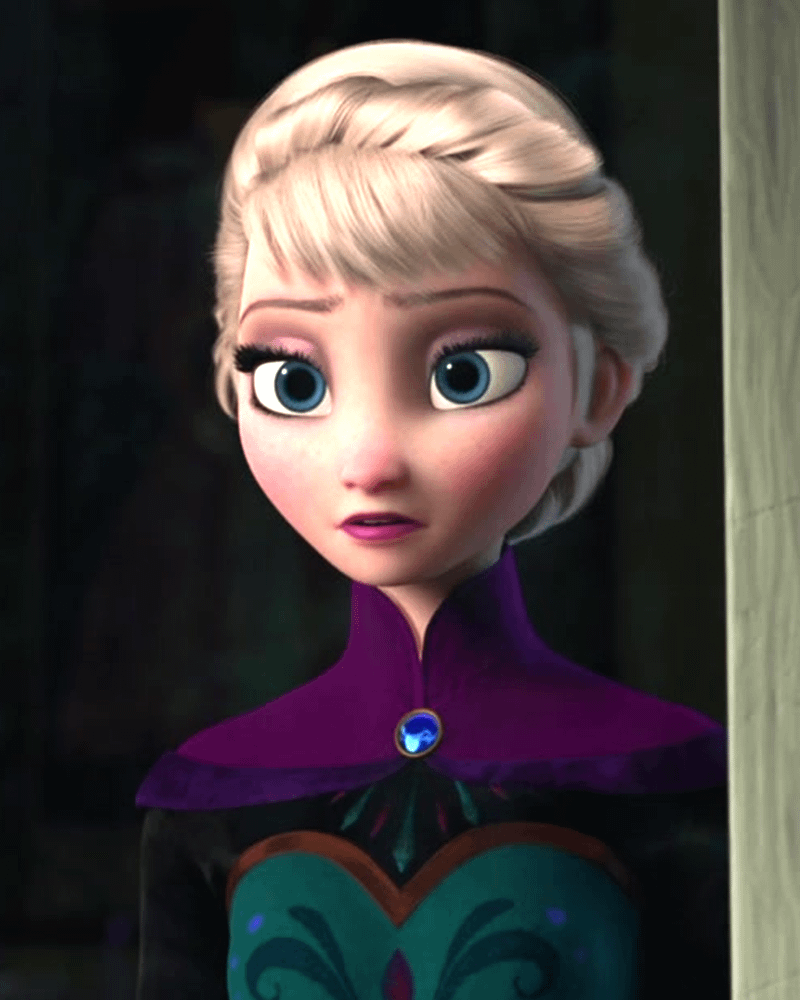 Elsa with her hair braided in Frozen.