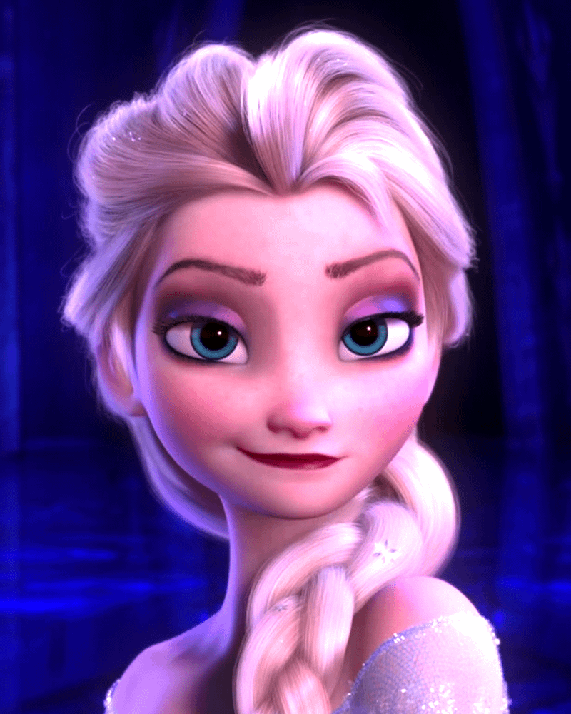 Elsa with her hair braided in Frozen.