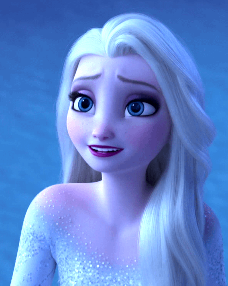 Elsa with her hair down in Frozen 2.