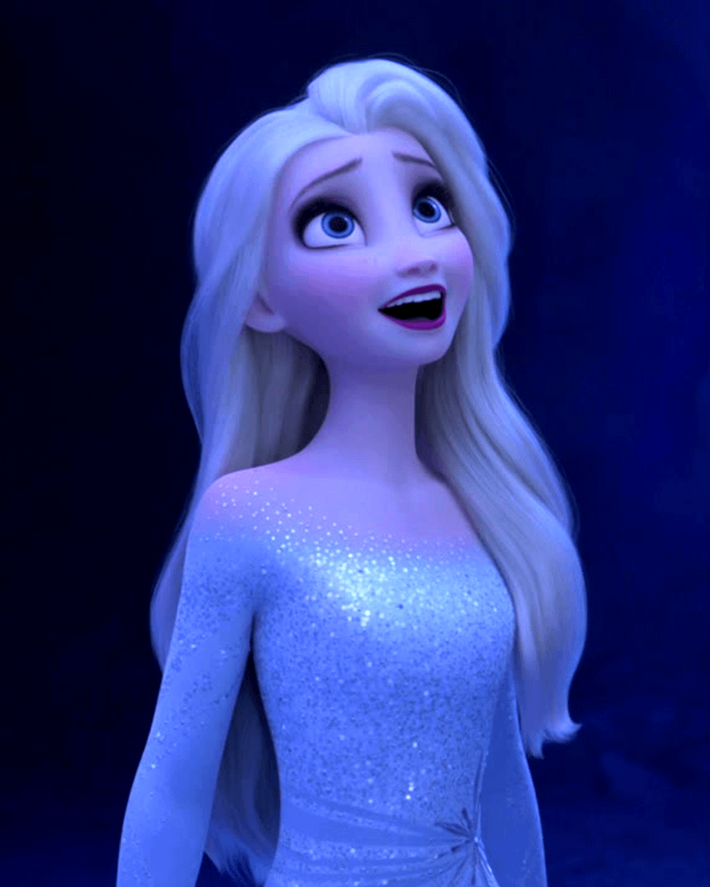 Elsa with her hair down in Frozen 2.