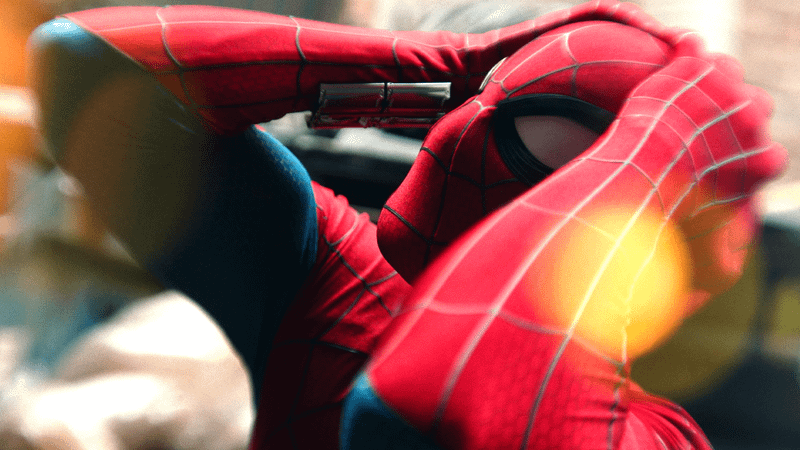Spider-Man freaking out to something in his head.