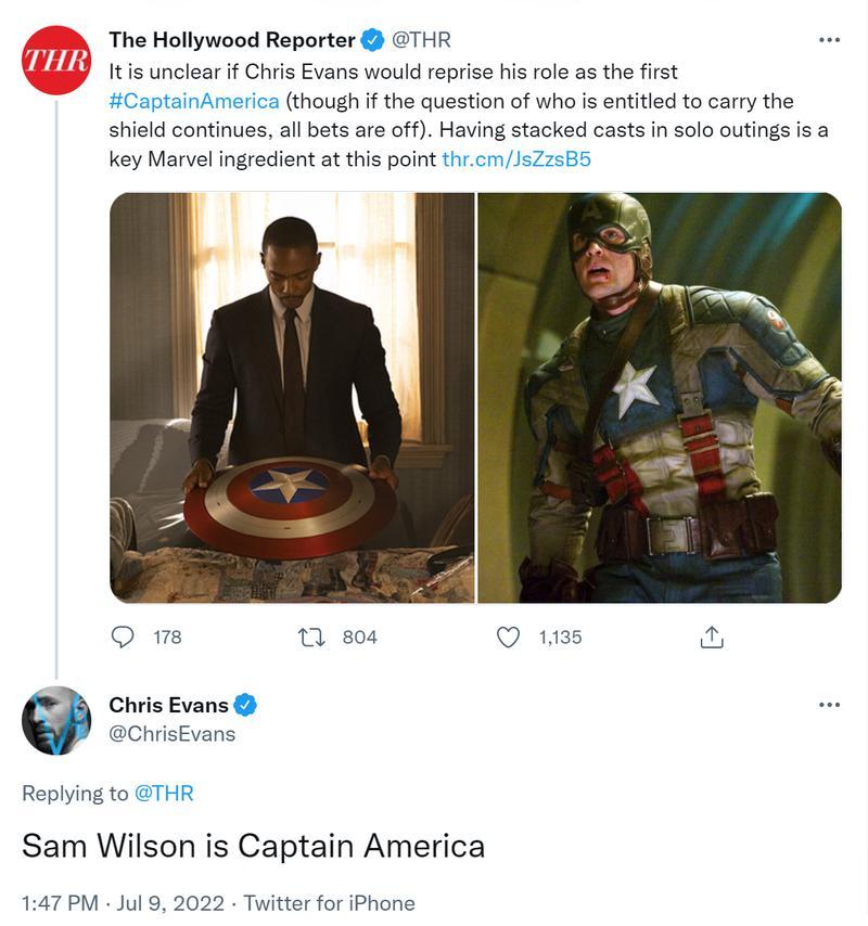 Chris Evans Captain America's MCU Return Response