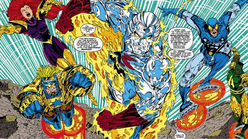 Extreme Justice going into battle in DC Comics.