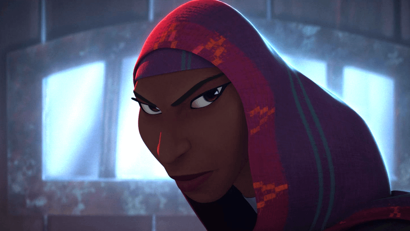 A Wakandan warrior turning her head in Eyes of Wakanda