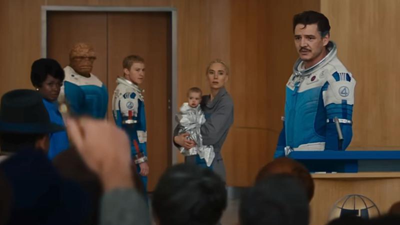 Ben, Johnny, Franklin, Sue, and Reed in The Fantastic Four: First Steps