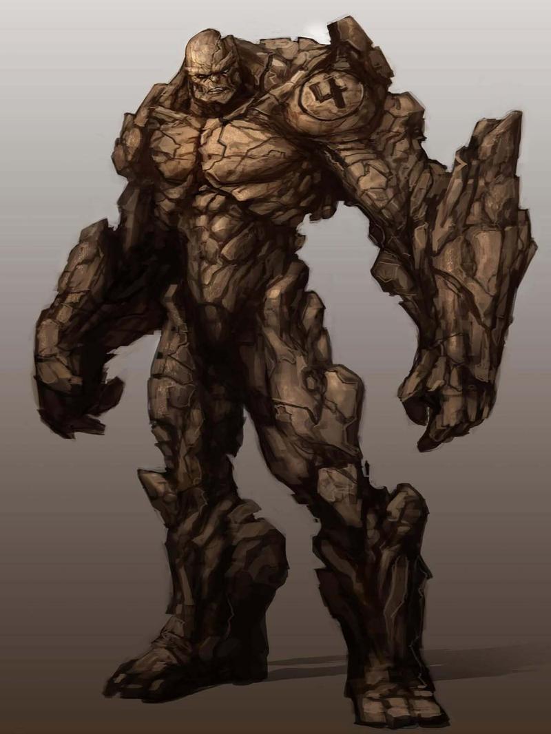 The Thing, Fantastic Four 3 concept art, logo on shoulder.
