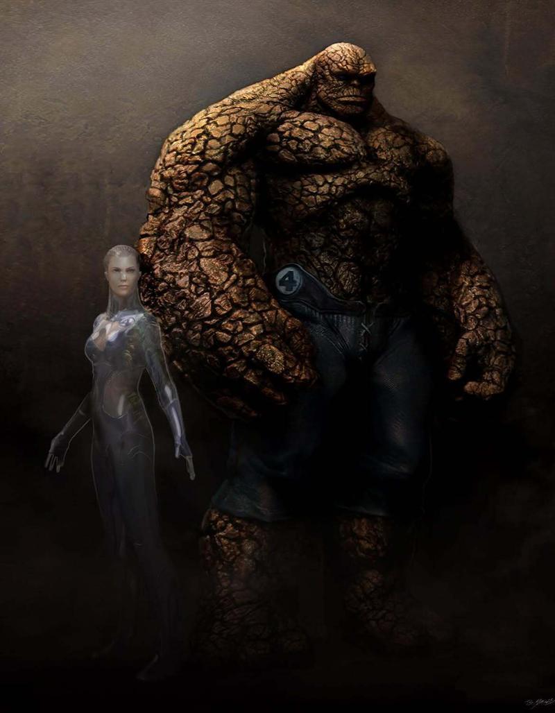 Massive Thing concept art with Sue Storm from Fantastic Four 3.