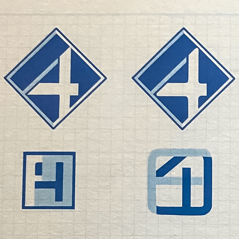 square and diamond-shaped designs for MCU's Fantastic Four logo.