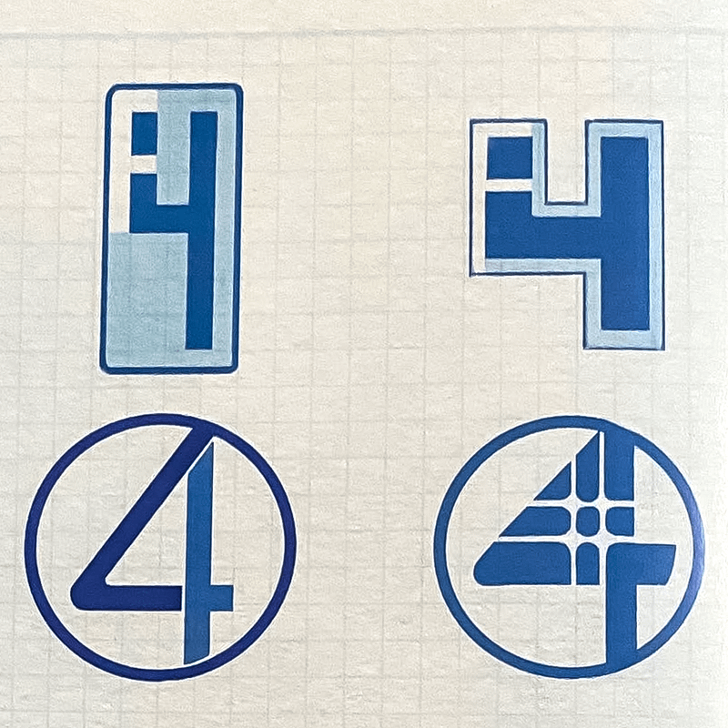 rectangular and circular designs for MCU's Fantastic Four logo.