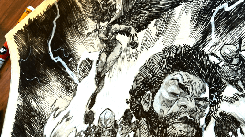 Female falcon in artwork from The Ultimates #21