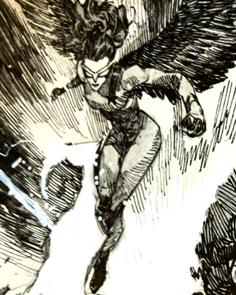 Close-up of female falcon in artwork from The Ultimates #21