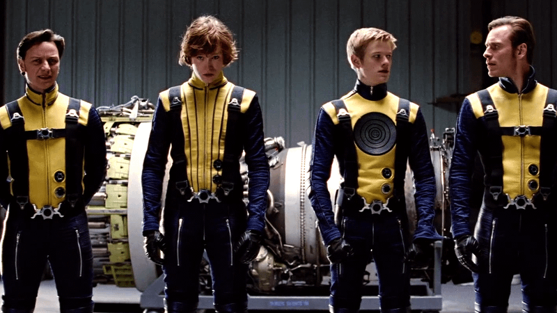 Charles Xavier, Banshee, Havok, and Magneto in X-Men: First Class