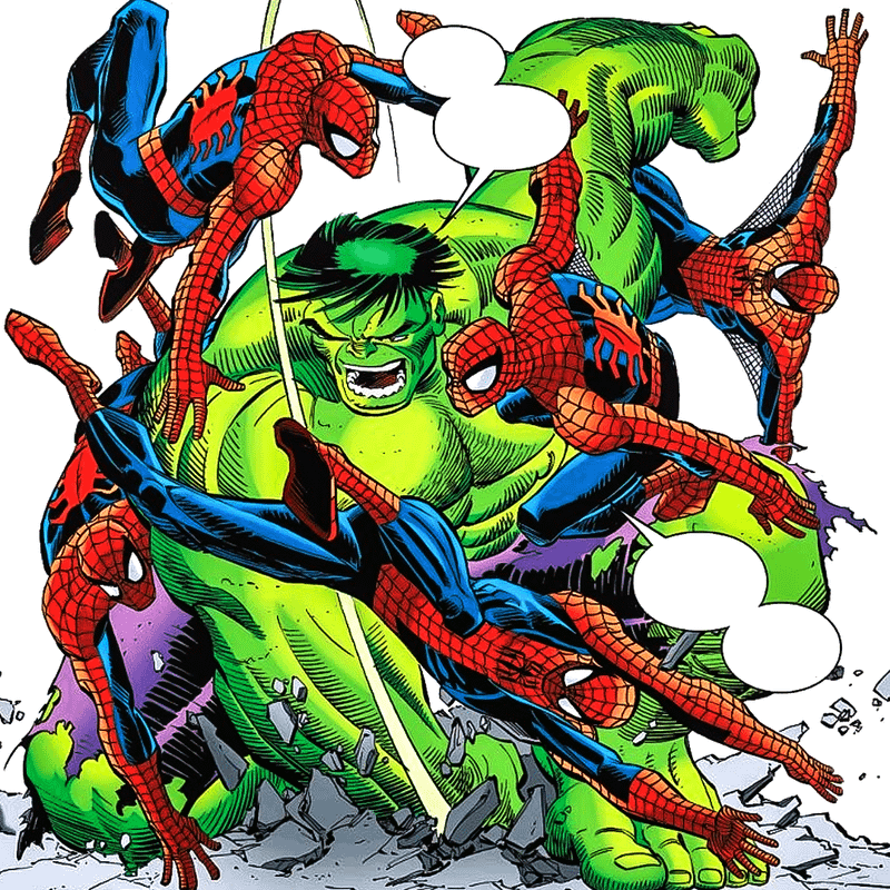 Spider-Man and Hulk face off in an epic battle in Marvel Comics.