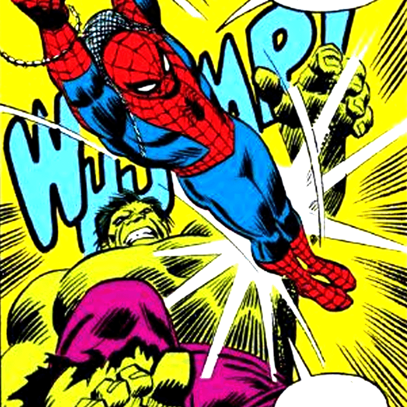 Spider-Man fights Hulk in a memorable moment from Marvel Comics.