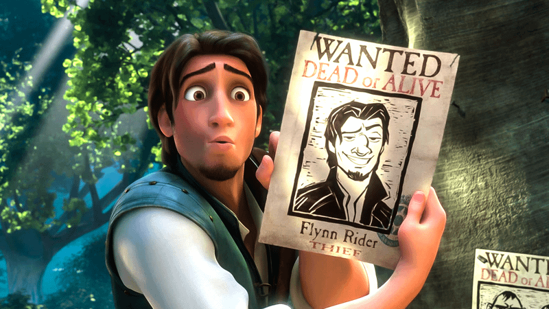 Flynn Rider with wanted poster in Tangled (2010).
