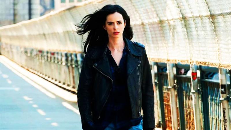 Krysten Ritter's Jessica Jones in her trademark jacket.