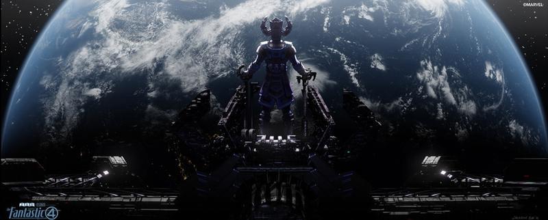 A wider angle of Galactus looking down at Earth
