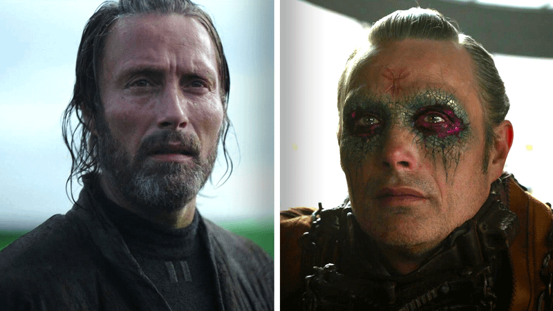 Mads Mikkelsen as Galen Erso and Kaecilius.