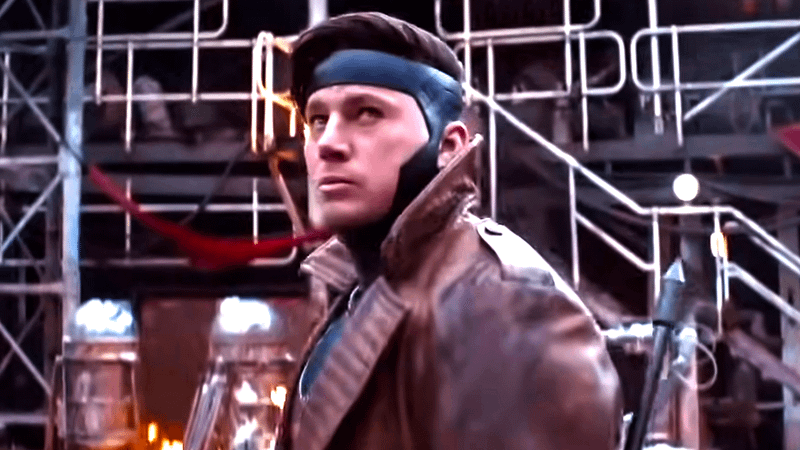 Channing Tatum's Gambit turning toward the camera in a deleted scene from 