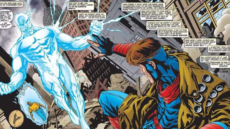 Gambit facing off with New Sun in Marvel Comics.