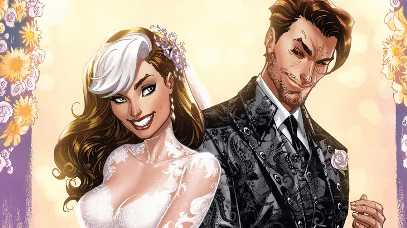 Rogue and Gambit at their wedding from Marvel Comics.