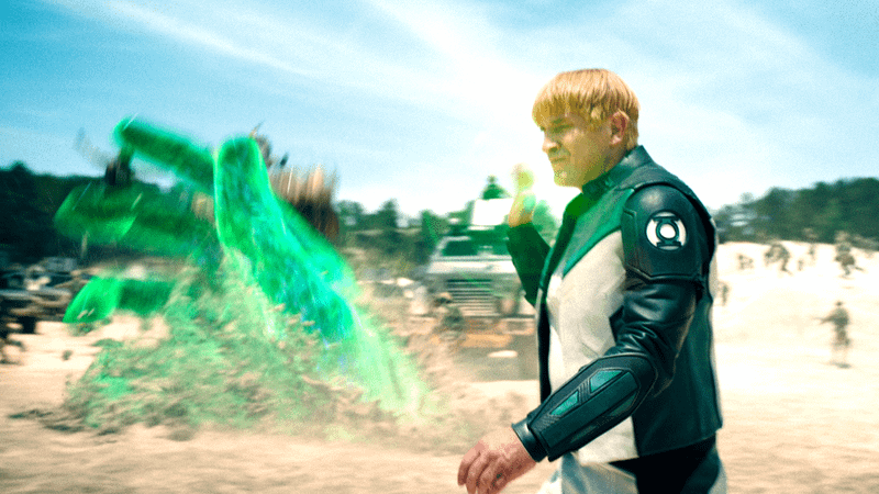 Guy Gardner Green Lantern powers in Superman trailer