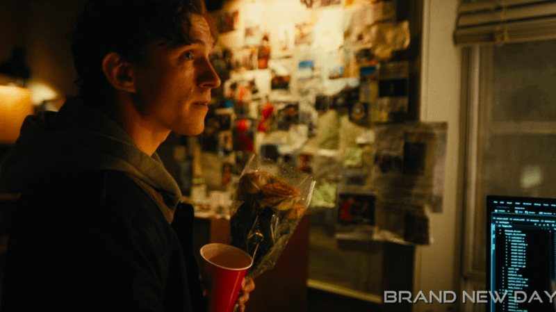 Tom Holland as Peter Parker holding flowers in 'Spider-Man: Brand New Day.'