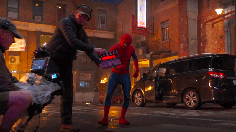 Tom Holland in Spider-Man costume on the set of 'Spider-Man: Brand New Day.'